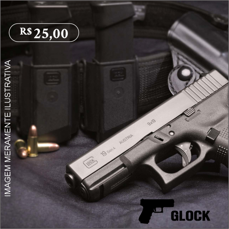 R$ 25,00 Por cota. PISTOLA GLOCK G45 CAL. 9 MM